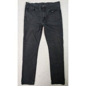 Levis 522 Jeans Mens 36x32 Black Solid Stretch Denim Slim Tapered Tag‎ 36x34